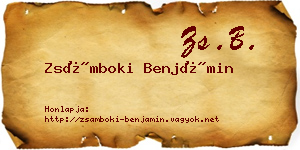 Zsámboki Benjámin névjegykártya