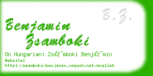 benjamin zsamboki business card